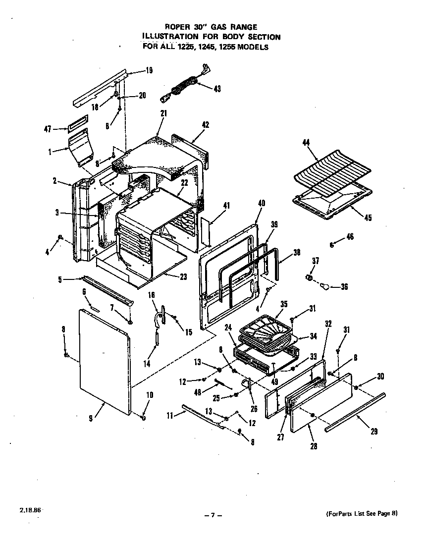 Roper 1225W3A body diagram