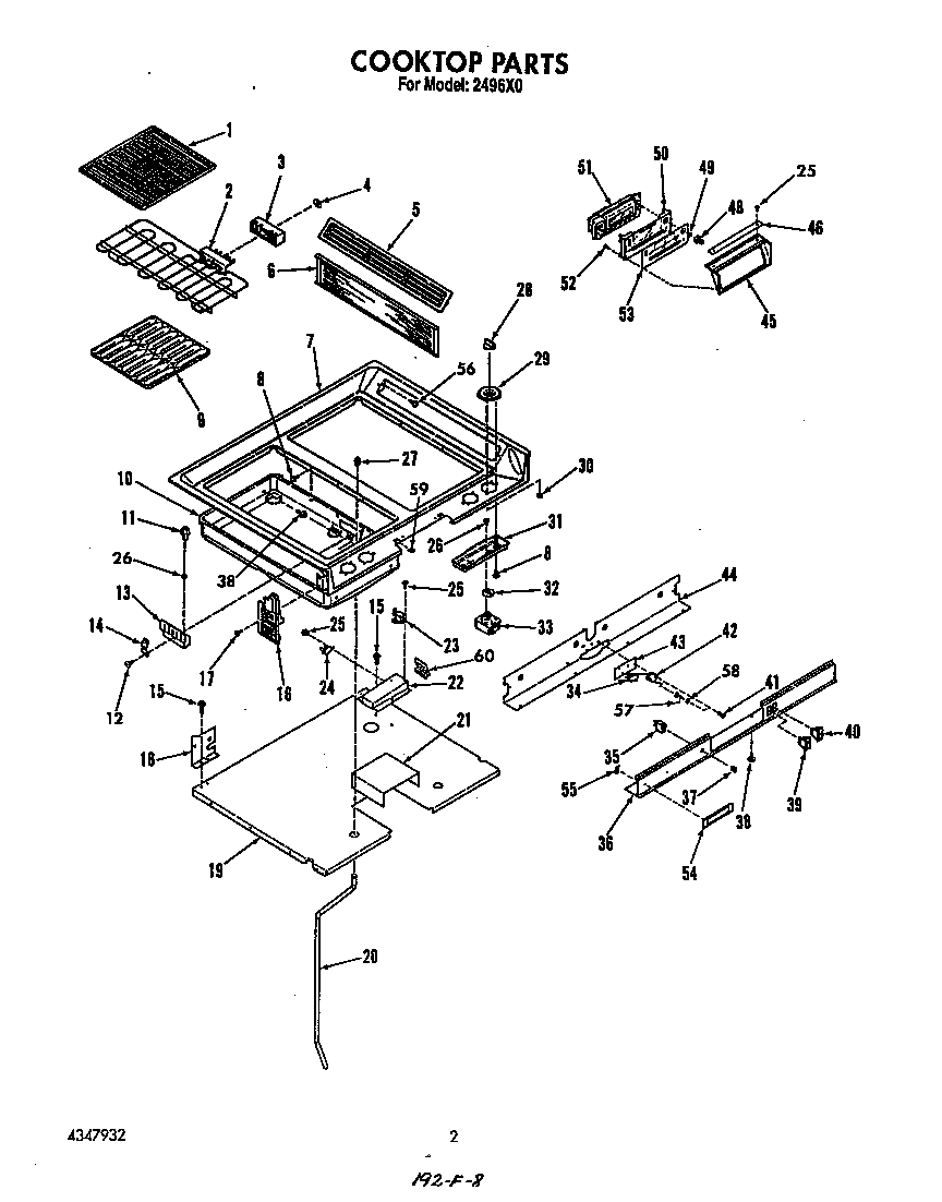 Roper 2496X0 cook top diagram