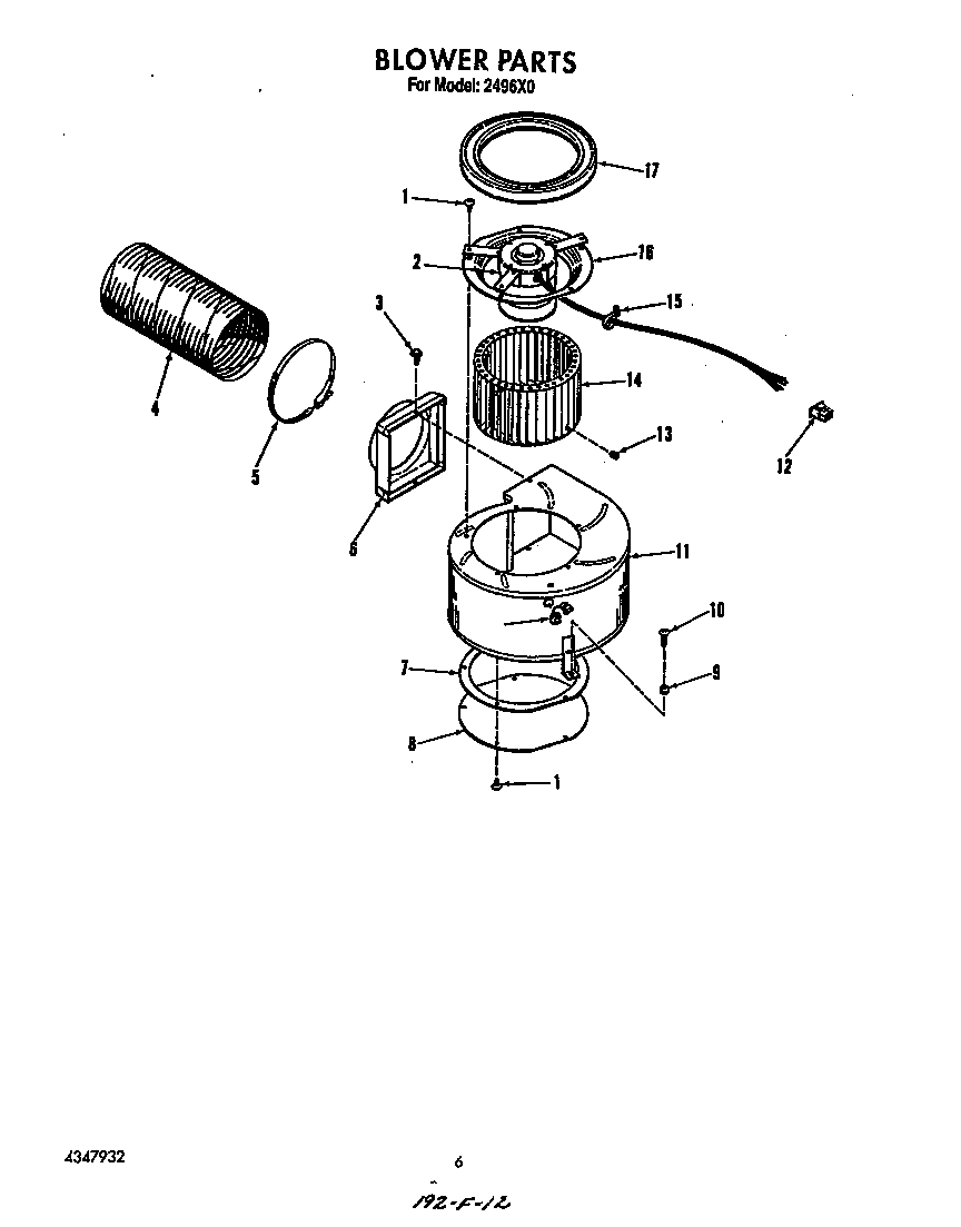 Roper 2496X0 blower diagram