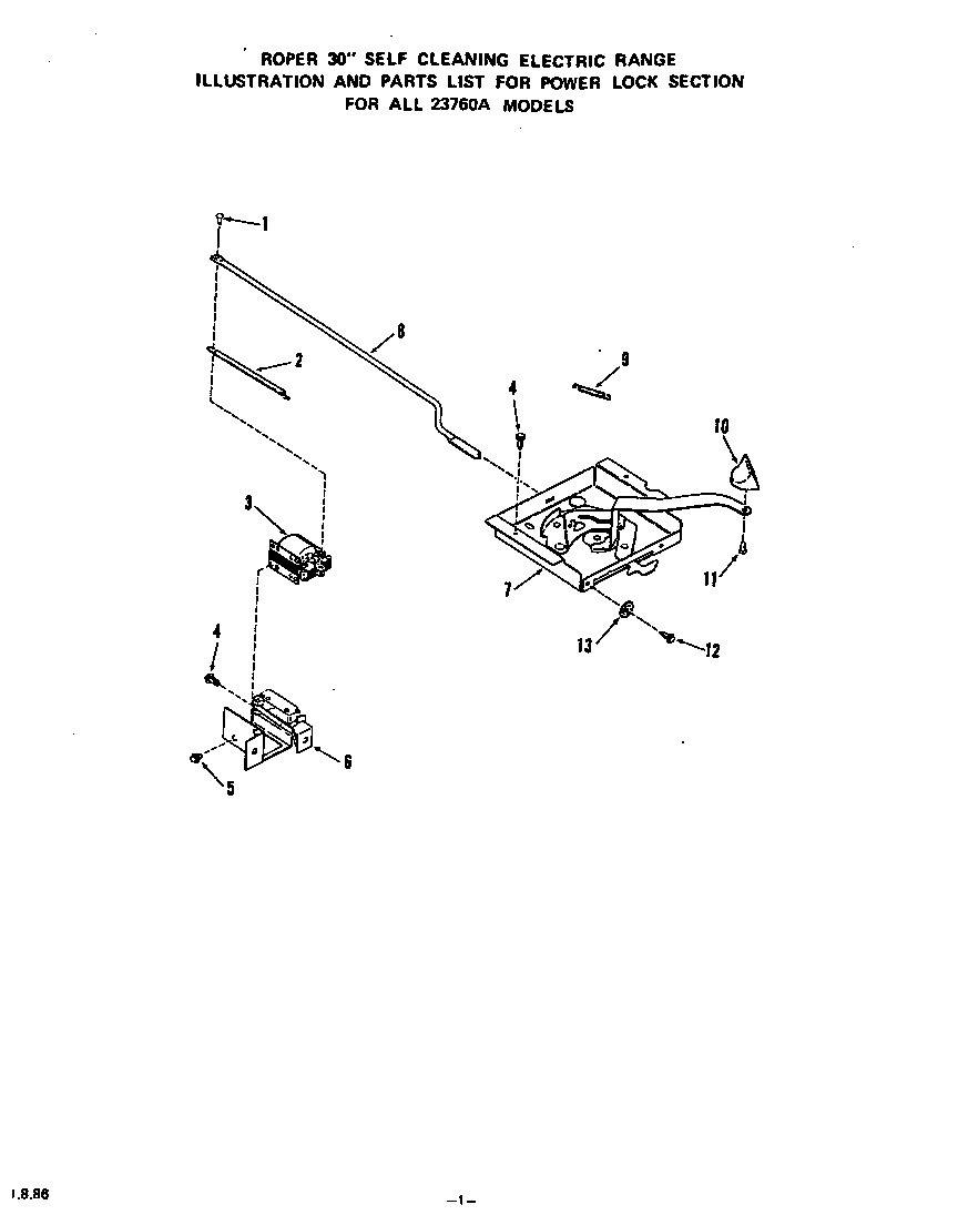 Roper 2376W0A power lock diagram