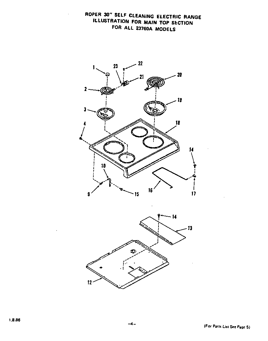 Roper 2376W0A main top diagram