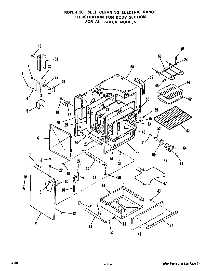 Roper 2376W0A body section diagram