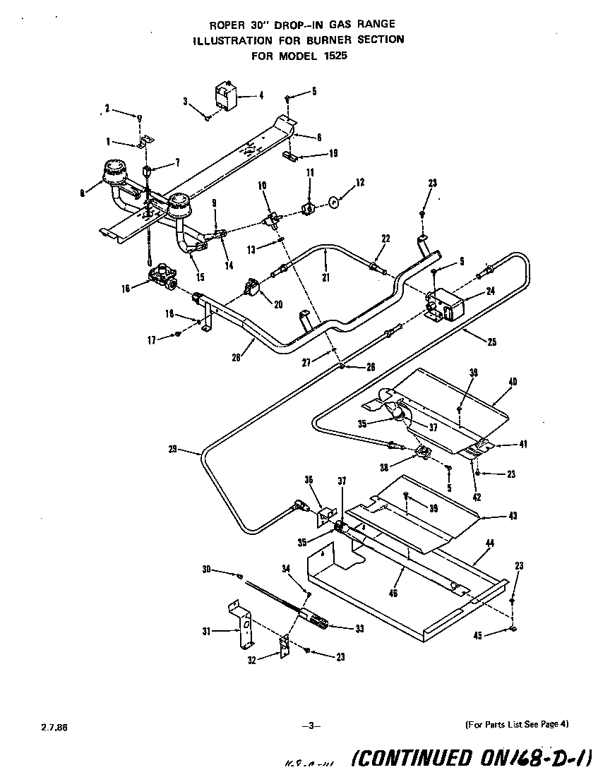 Roper 1525L0A burner diagram