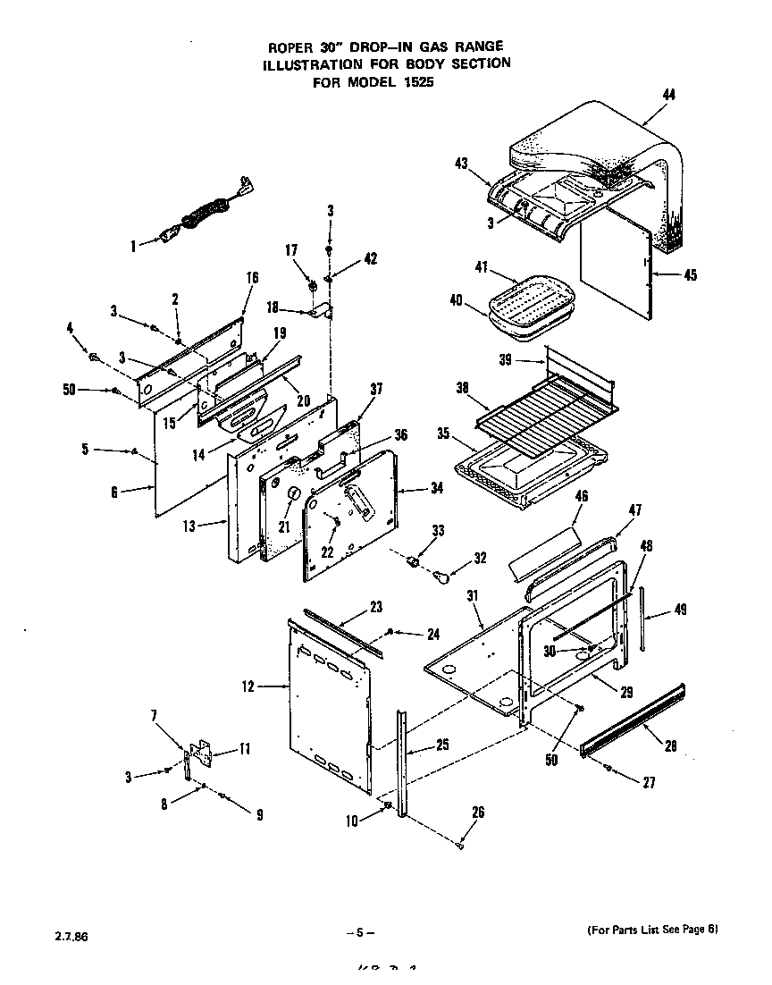 Roper 1525L0A body diagram