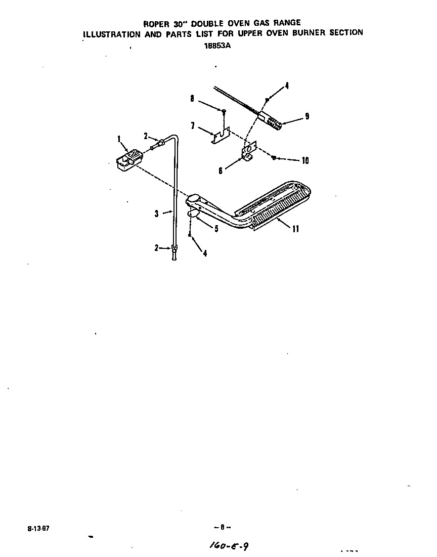 Roper 1885W3A upper oven burner diagram