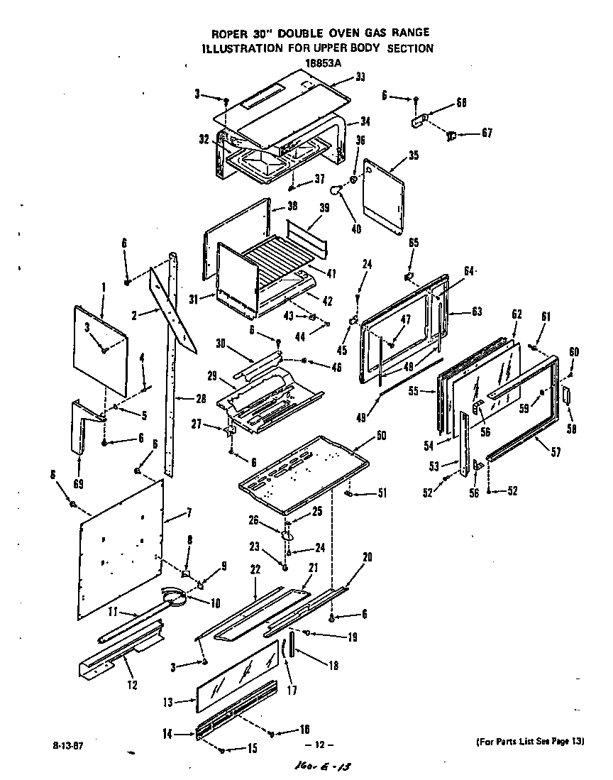 Roper 1885W3A upper body diagram