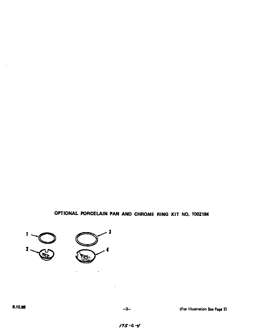 Roper 2456X0A lit/optional porcelain pan and chrome ring diagram