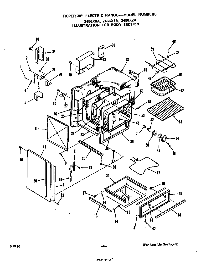 Roper 2456X0A body diagram