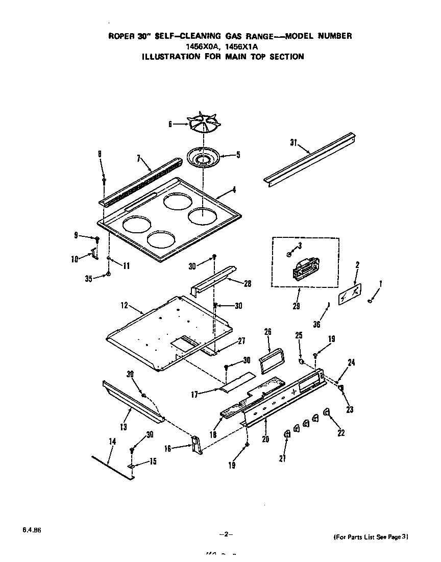 Roper 1456X1A main top diagram