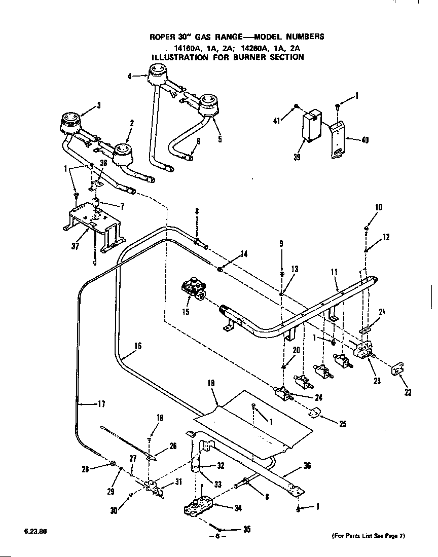 Roper 1416*0A burner diagram