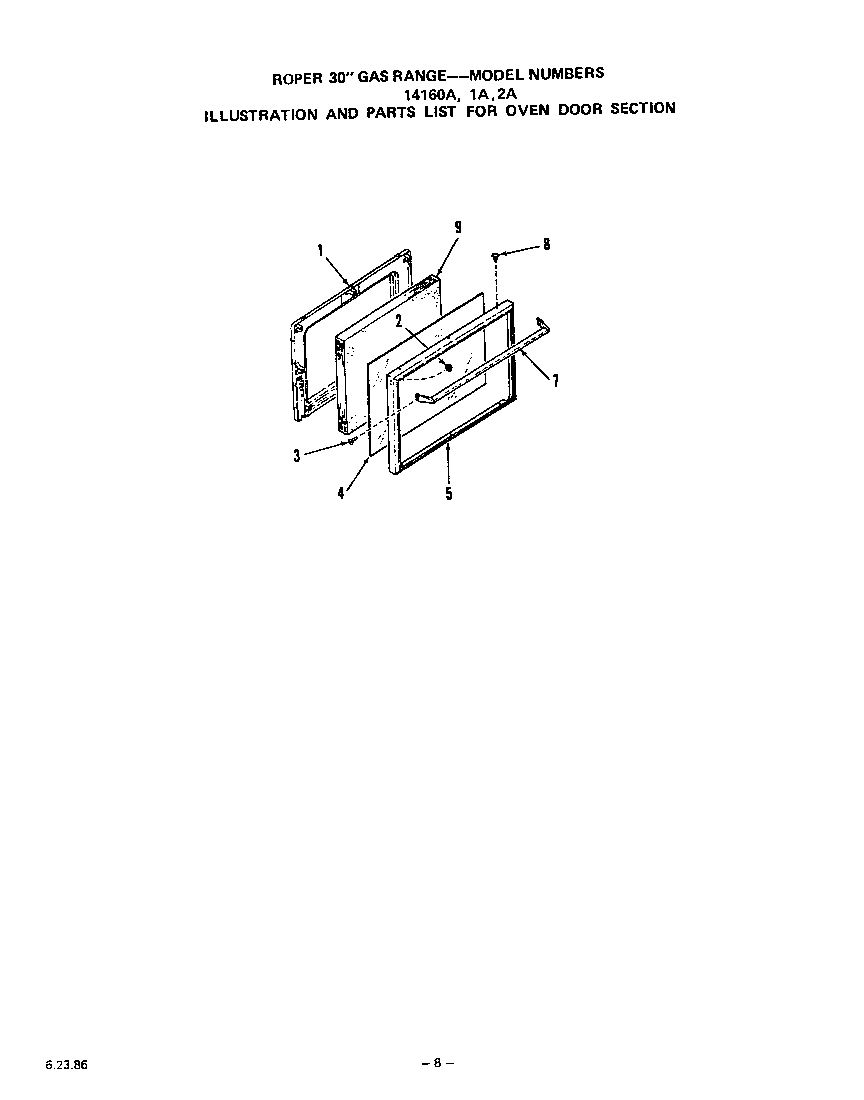 Roper 1416*0A door diagram
