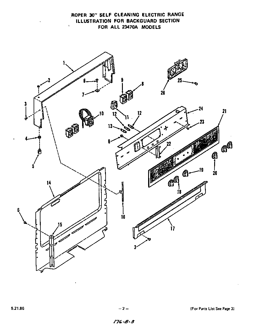 Roper 2347*0A backguard diagram