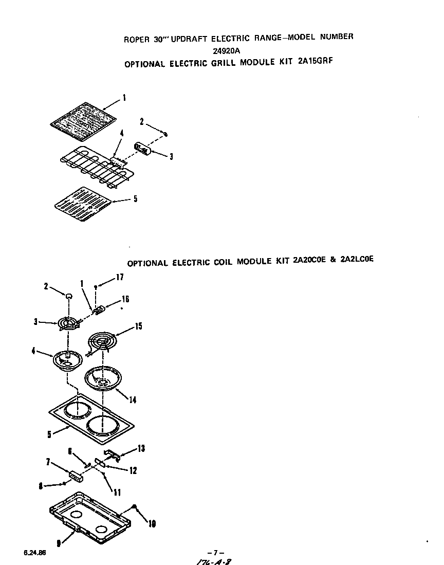 Roper 2492X0A ^electric grill diagram