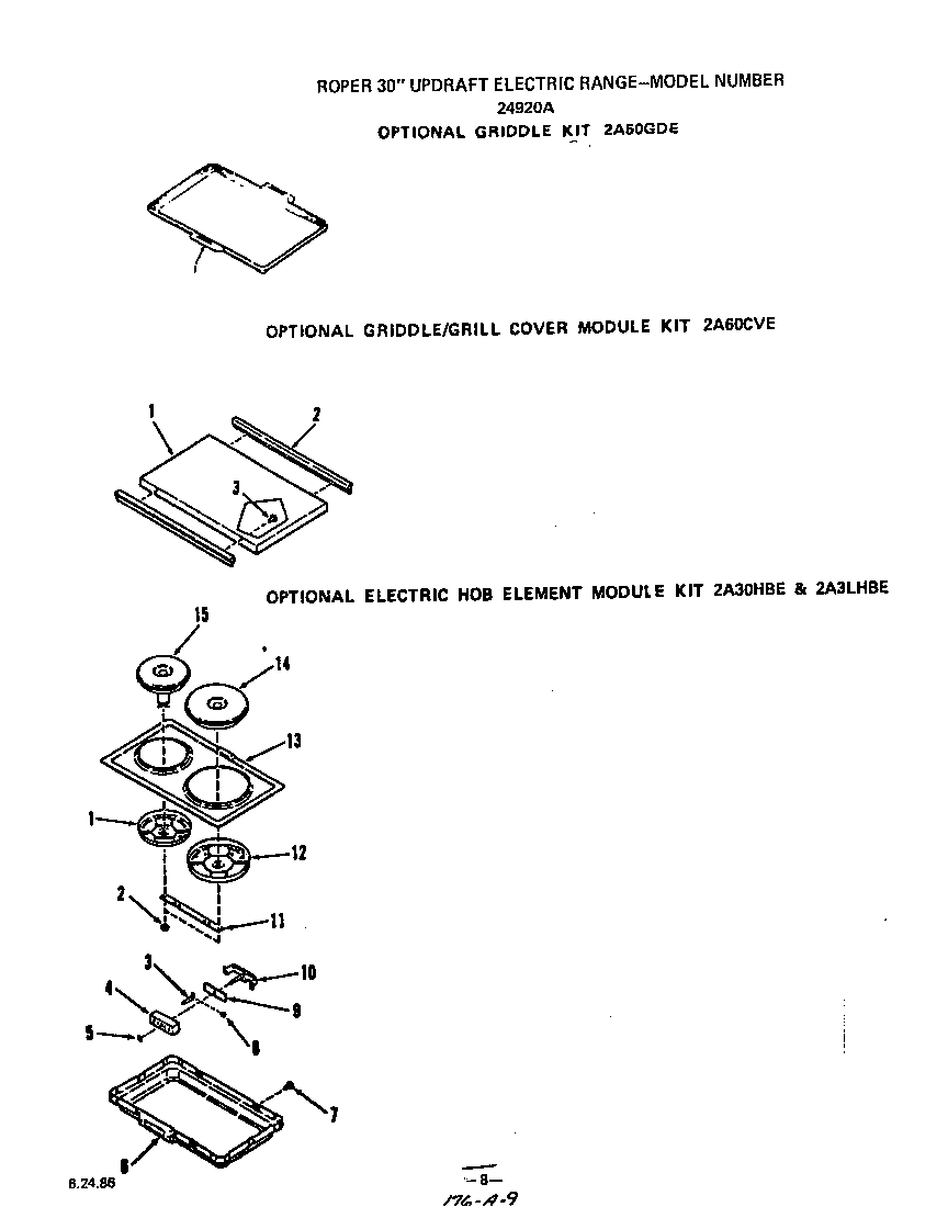 Roper 2492X0A ^griddle diagram