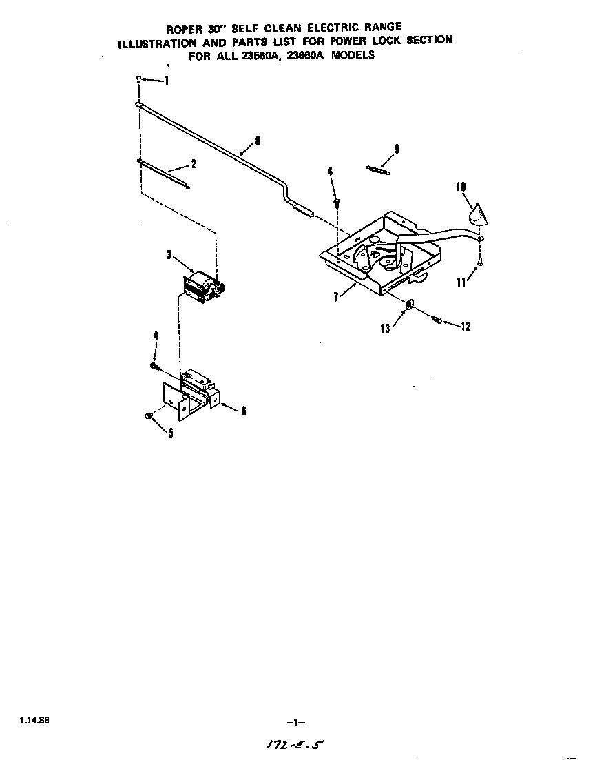 Roper 2366W0A power lock diagram