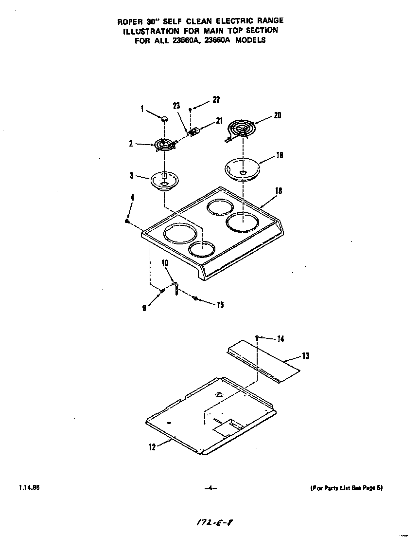 Roper 2366W0A main top diagram