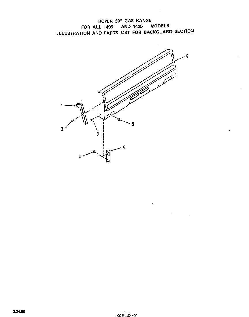 Roper 1425W0A backguard diagram