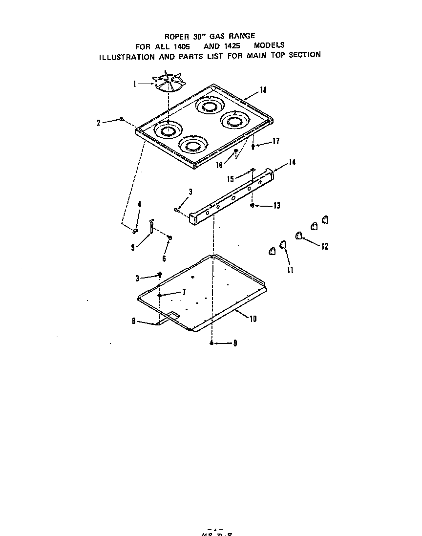 Roper 1425W0A main top diagram