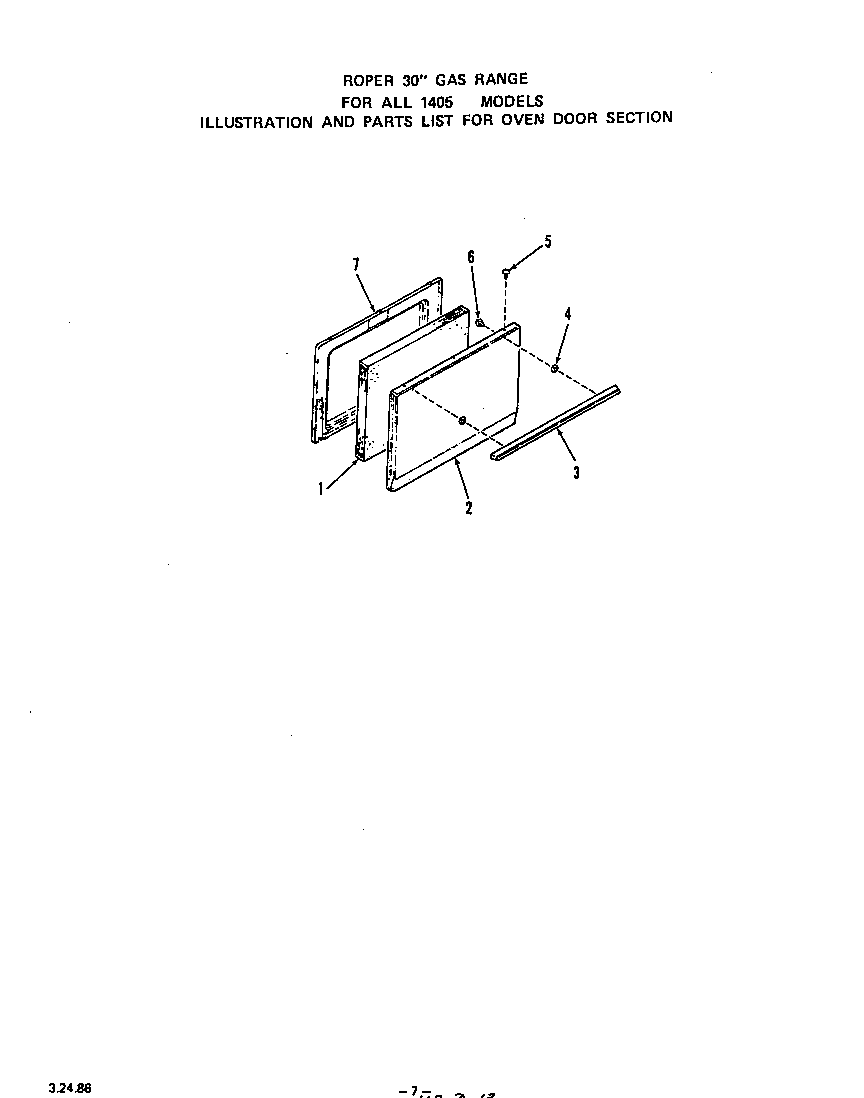 Roper 1425W0A oven door diagram