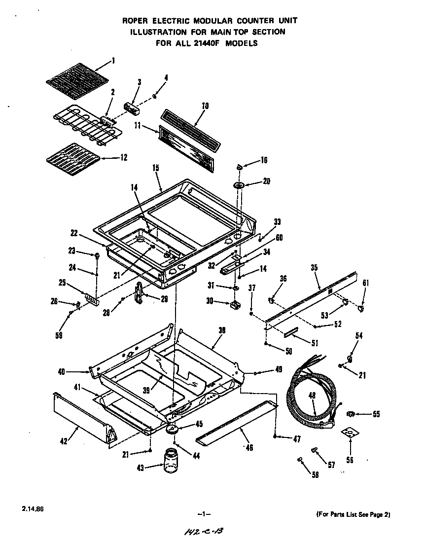 Roper 2144*0F main top diagram