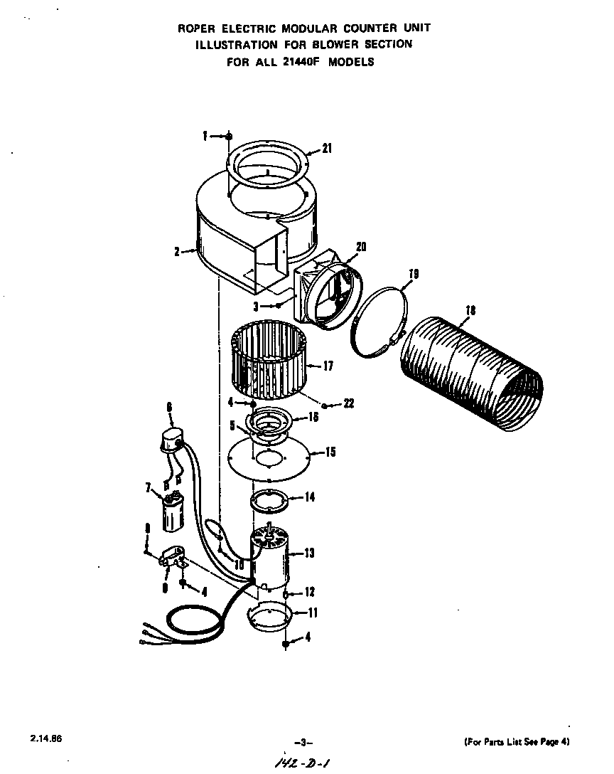 Roper 2144*0F blower diagram