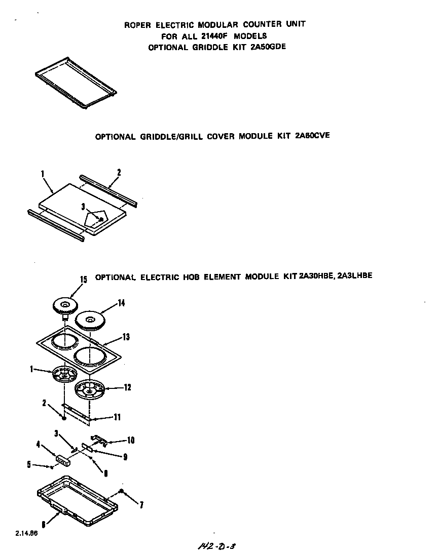 Roper 2144*0F ^griddle diagram