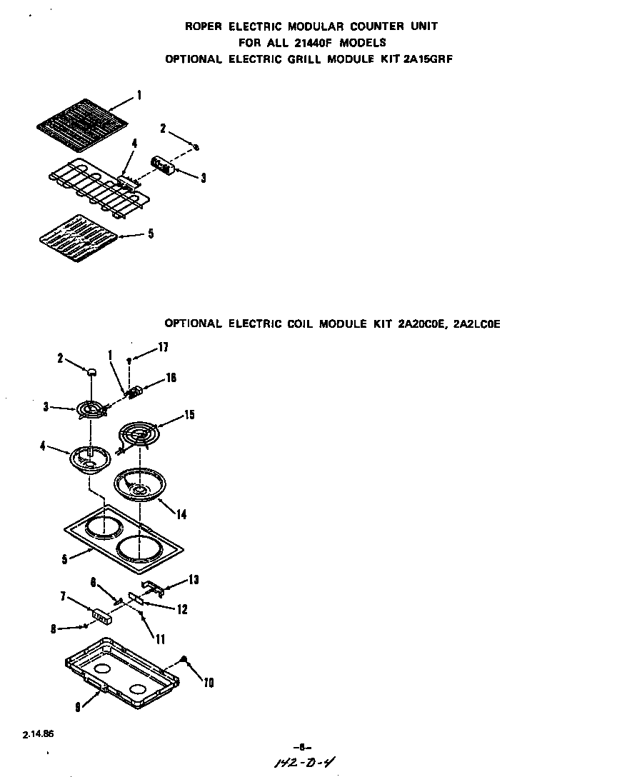 Roper 2144*0F ^electric grill module diagram