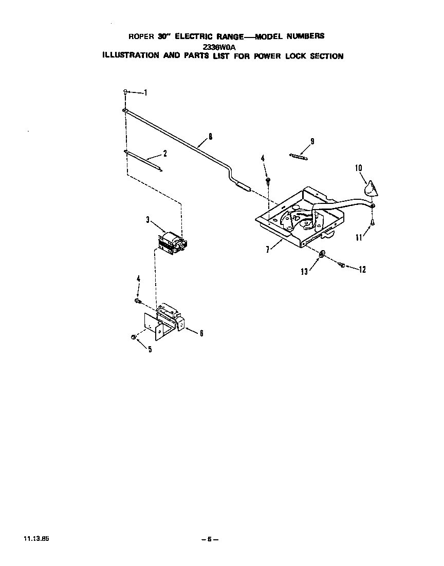 Roper 2336W0A power lock diagram