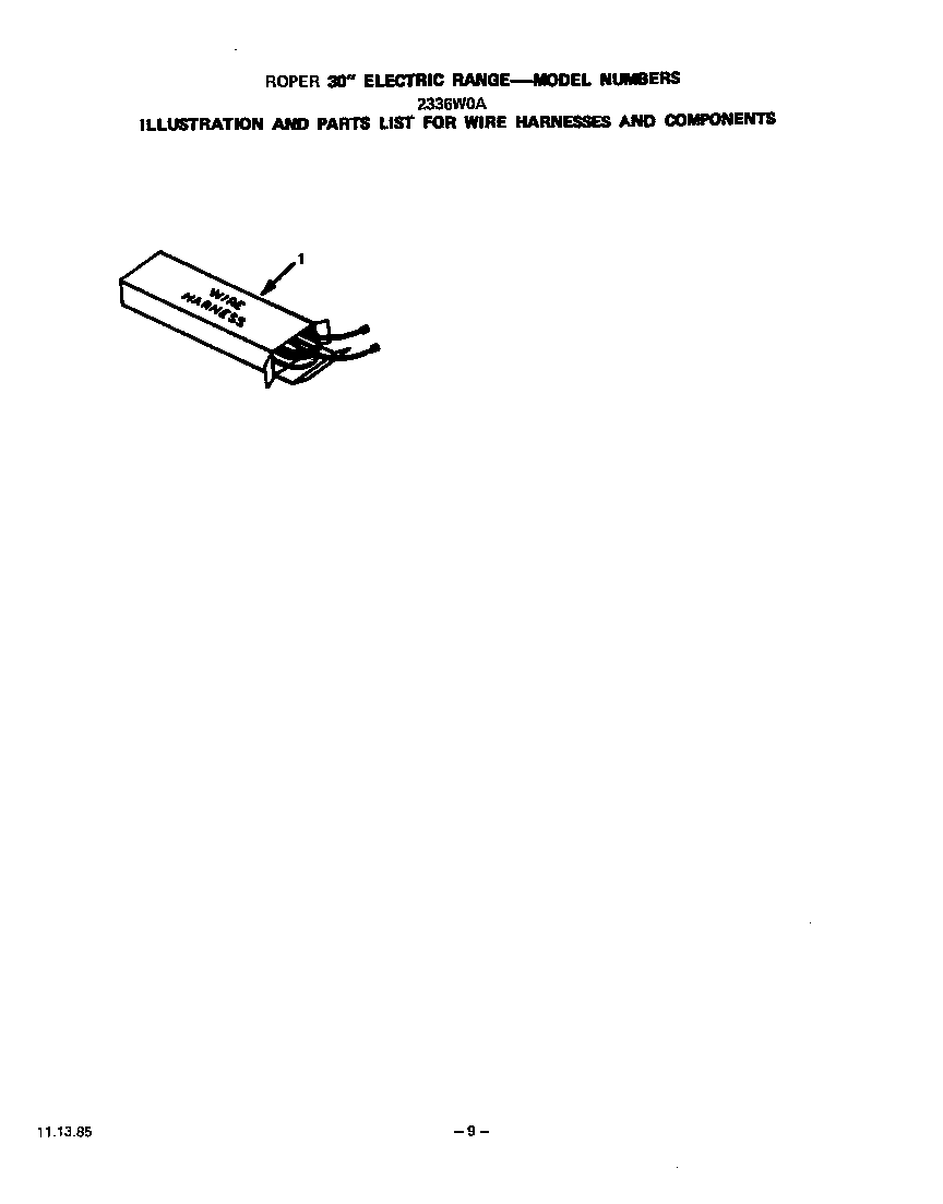 Roper 2336W0A wire harness diagram