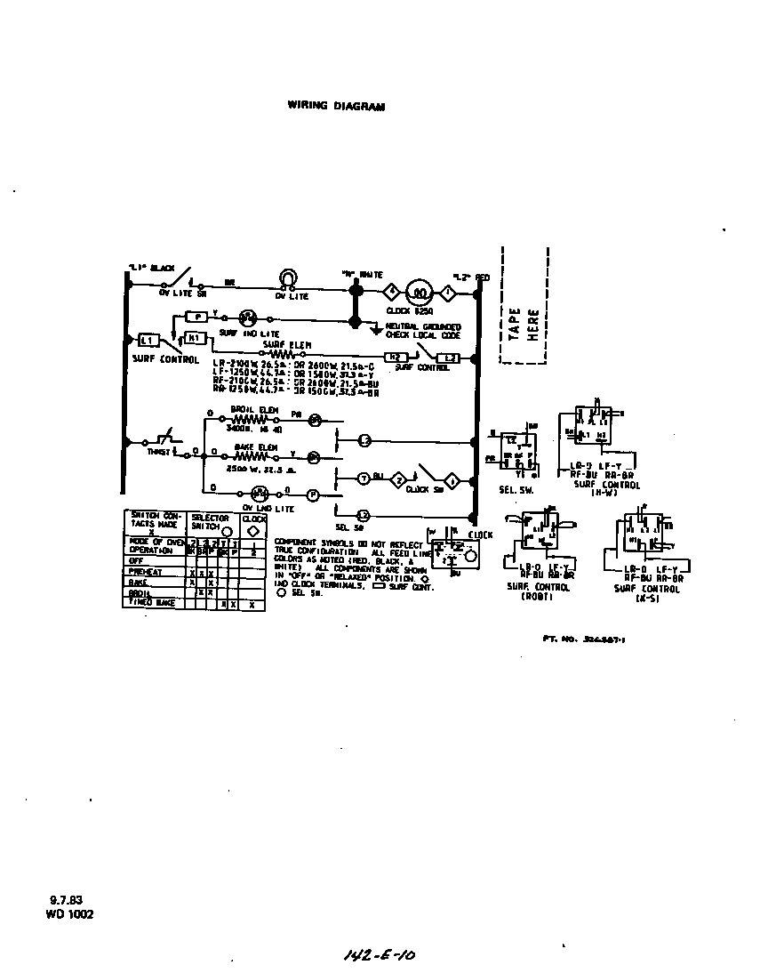 Roper 2214W1A wiring diagram diagram