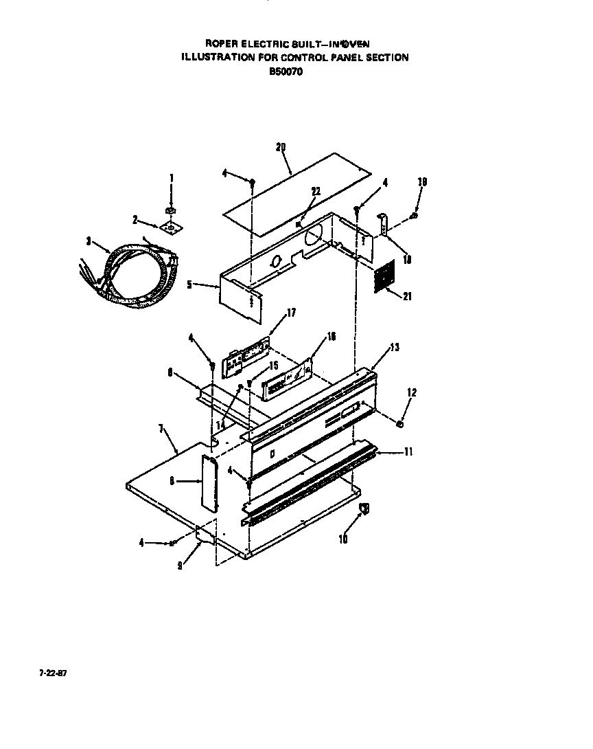 Roper B5007X0 control panel diagram