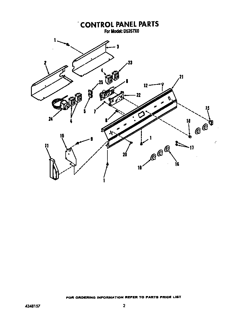 Roper D5257X0 control panel diagram