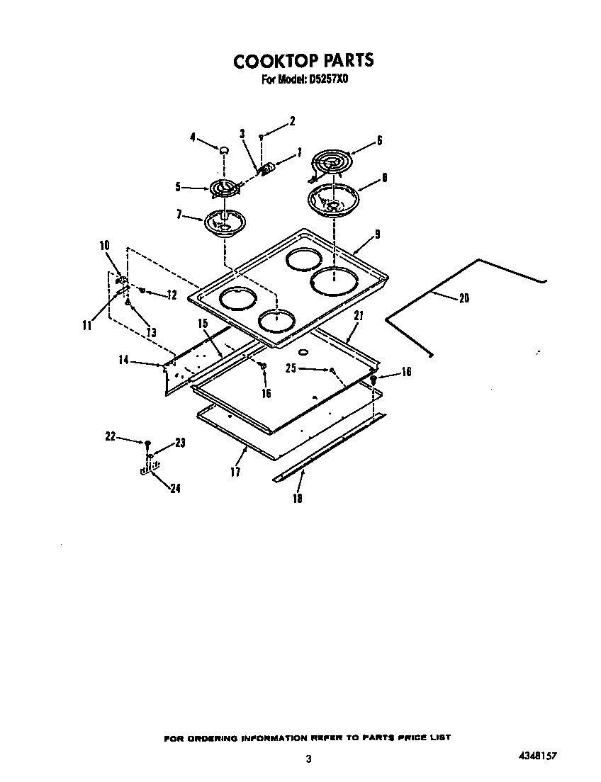 Roper D5257X0 cooktop diagram