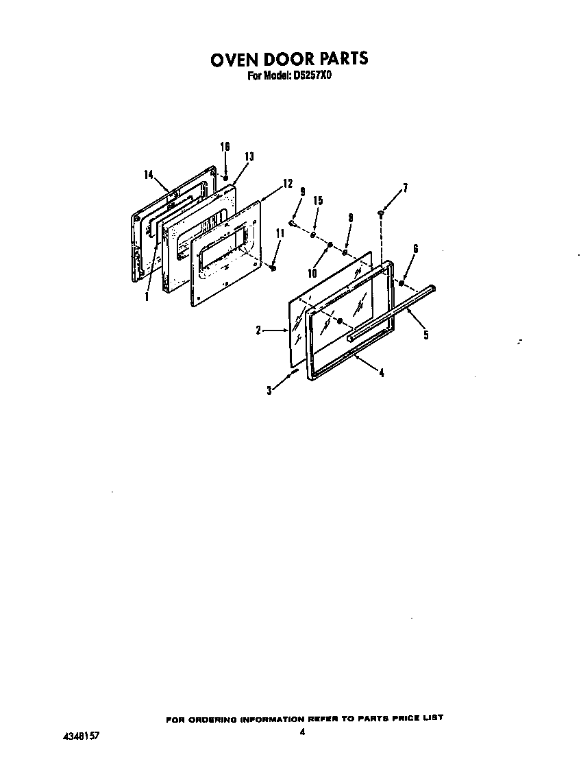 Roper D5257X0 oven door diagram