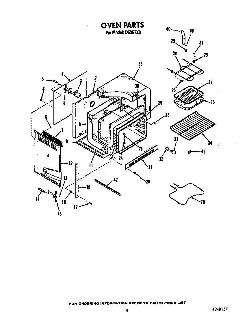 Roper D5257X0 oven diagram