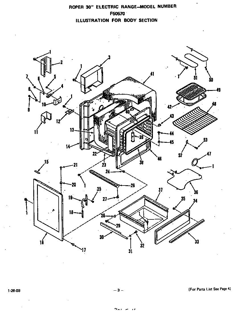 Roper F5057*0 body diagram