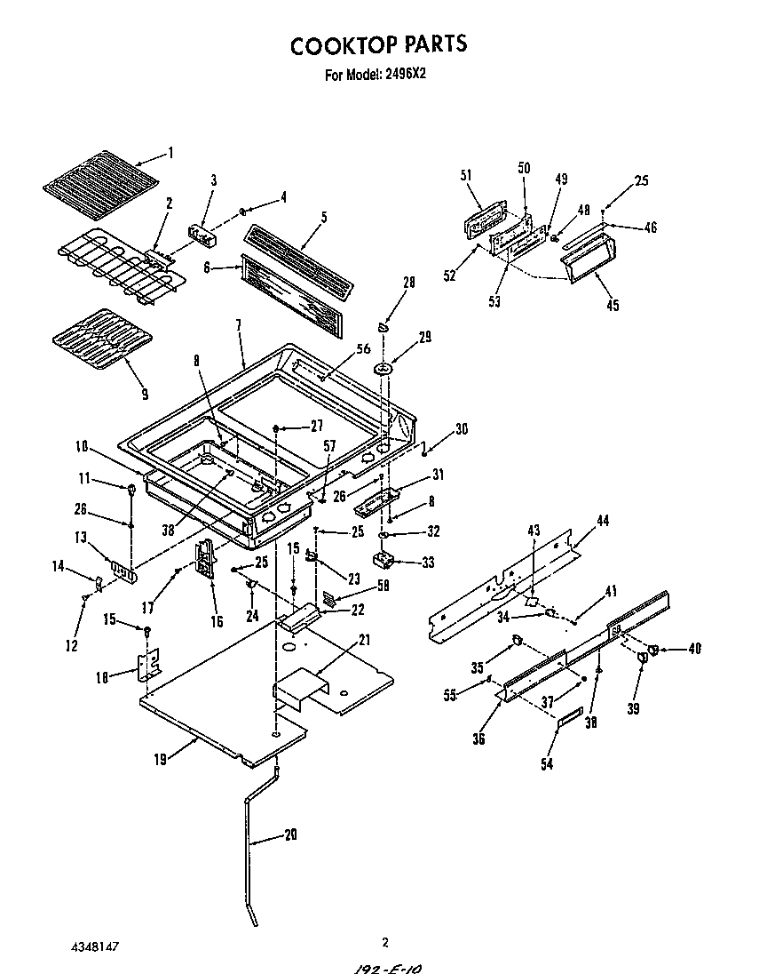Roper 2496*2A cook top diagram