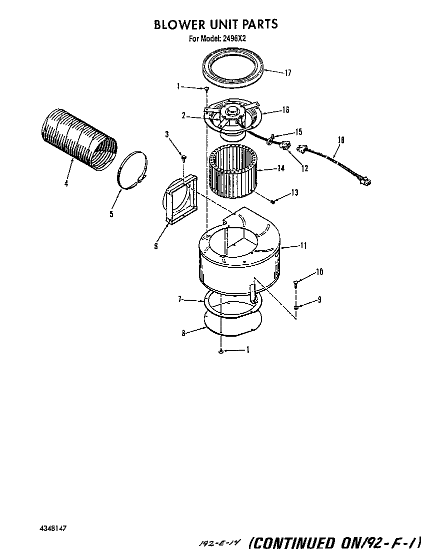 Roper 2496*2A blower diagram