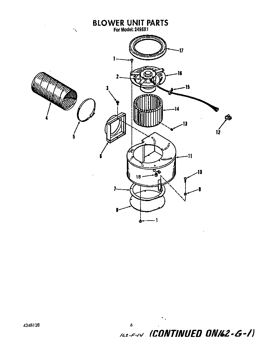 Roper 2496*1 blower unit diagram