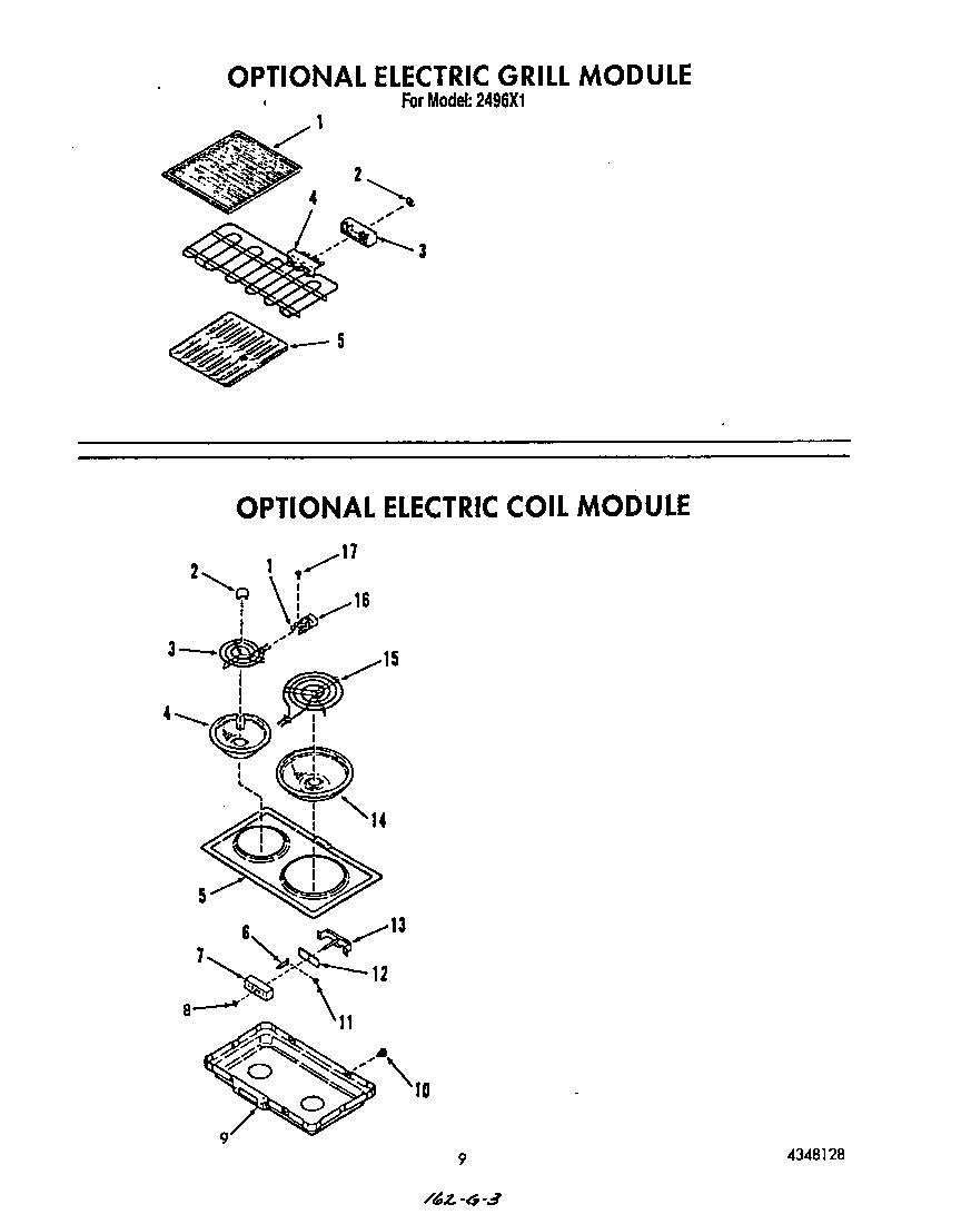 Roper 2496*1 ^electric grill module diagram