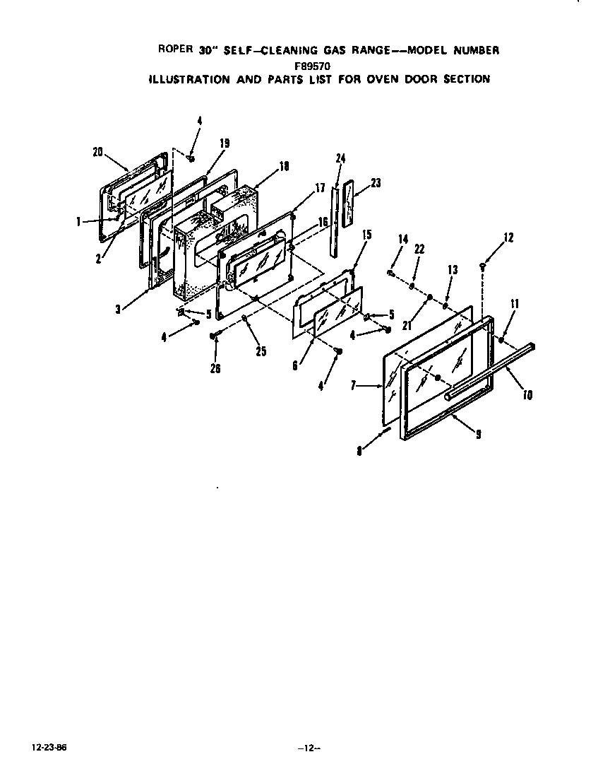 Roper F8957*0 oven door diagram