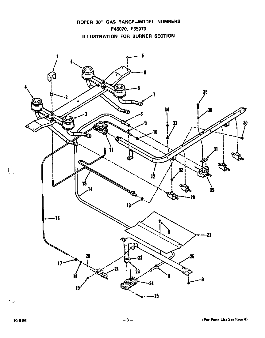 Roper F4507W0 burner diagram