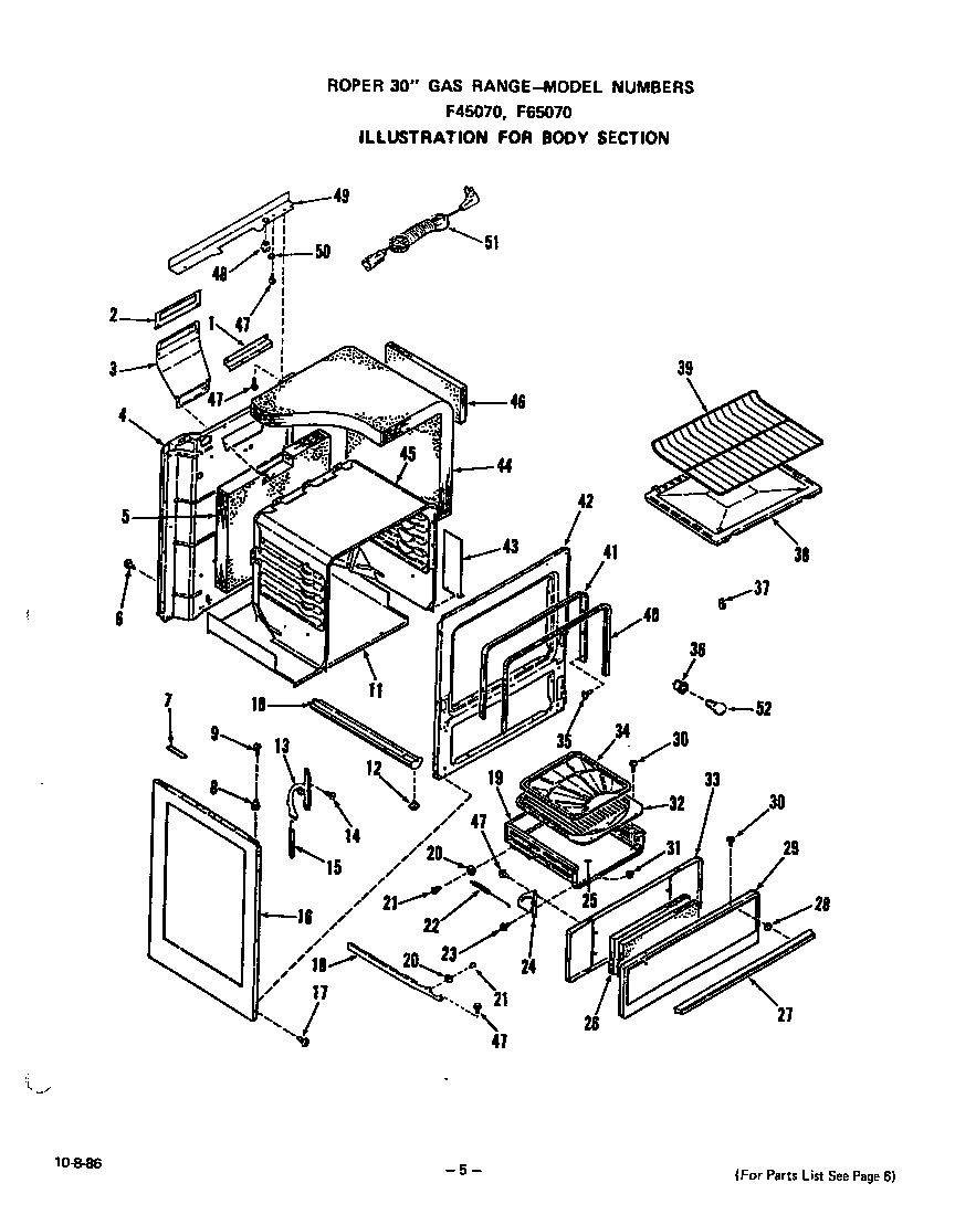 Roper F4507W0 body diagram