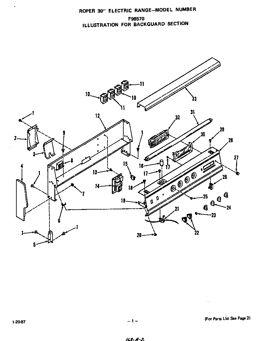 Roper F9857*0 backguard diagram