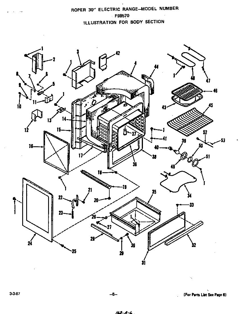 Roper F9857*0 body diagram