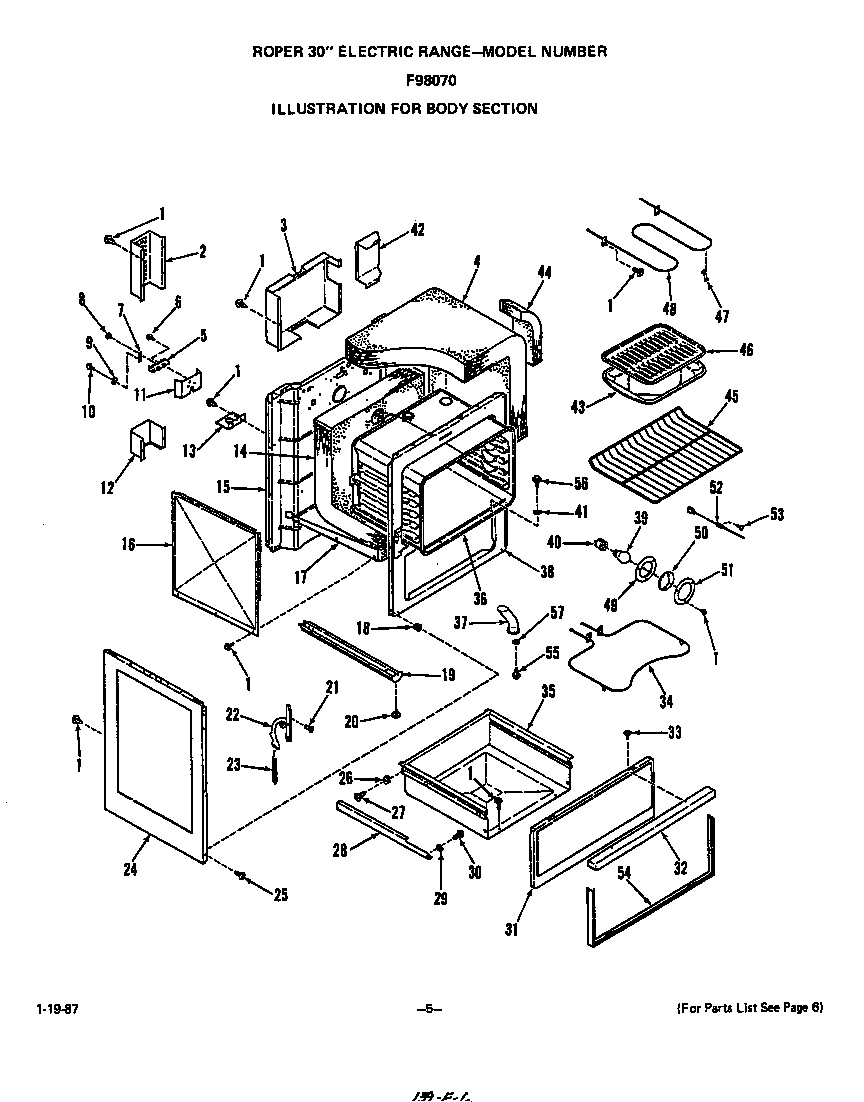 Roper F9807*0 body diagram