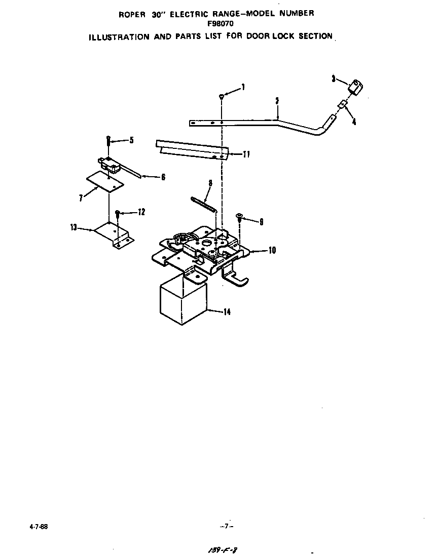 Roper F9807*0 door lock diagram