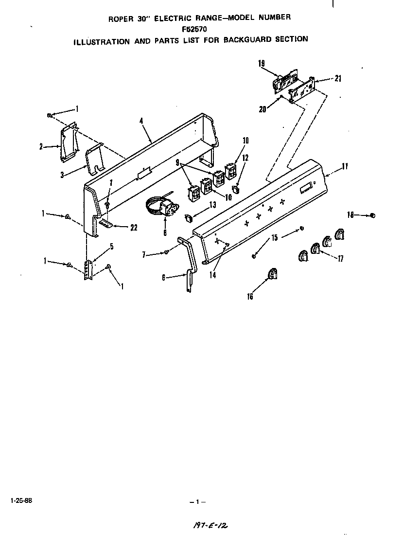 Roper F5257W0 backguard diagram