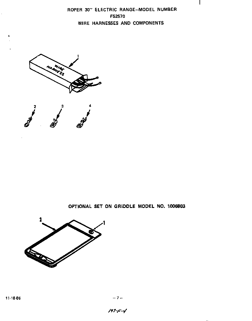 Roper F5257W0 wire harnesses and components diagram
