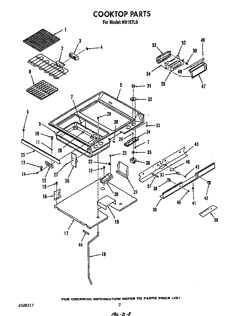 Roper N9157X0 cook top diagram